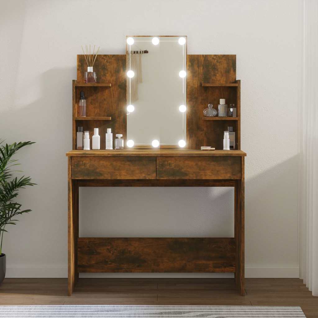 vidaXL Kaptafel met LED-verlichting 96x40x142 cm grijs sonoma eiken