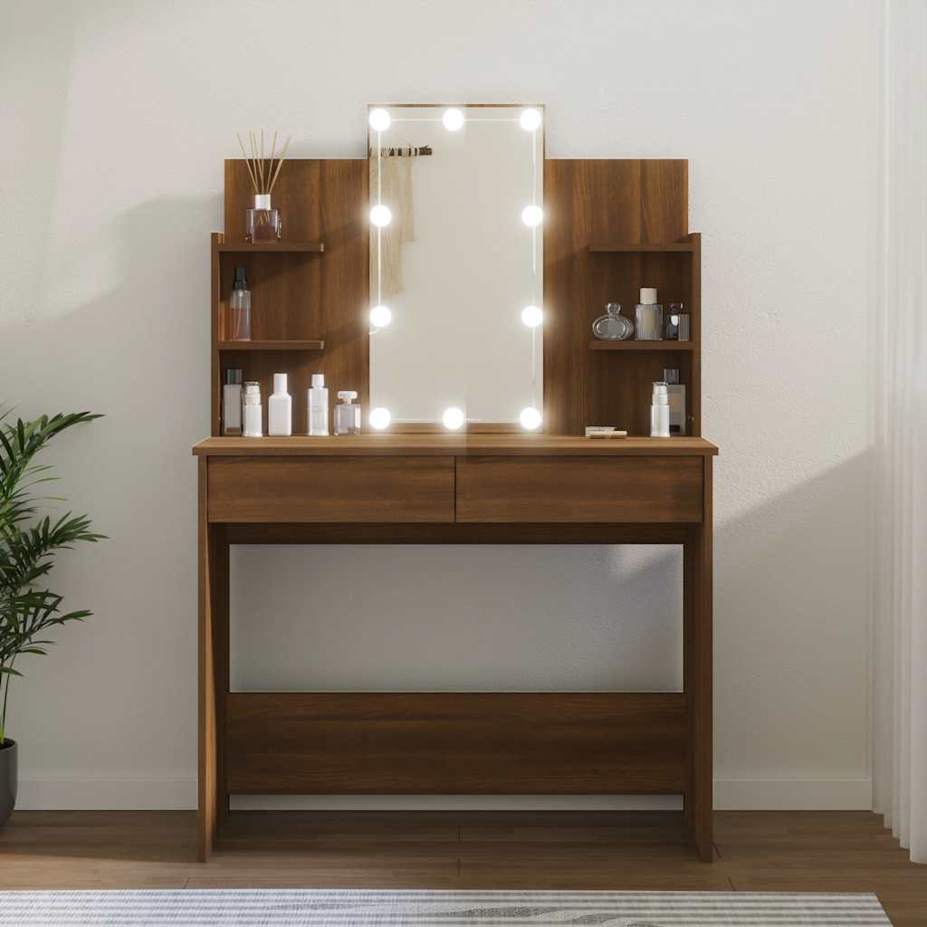 vidaXL Kaptafel met LED-verlichting 96x40x142 cm grijs sonoma eiken