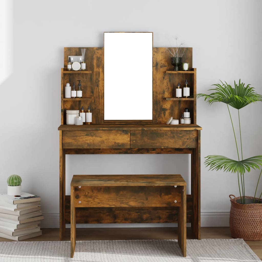 vidaXL Kaptafel met spiegel 96x40x142 cm wit