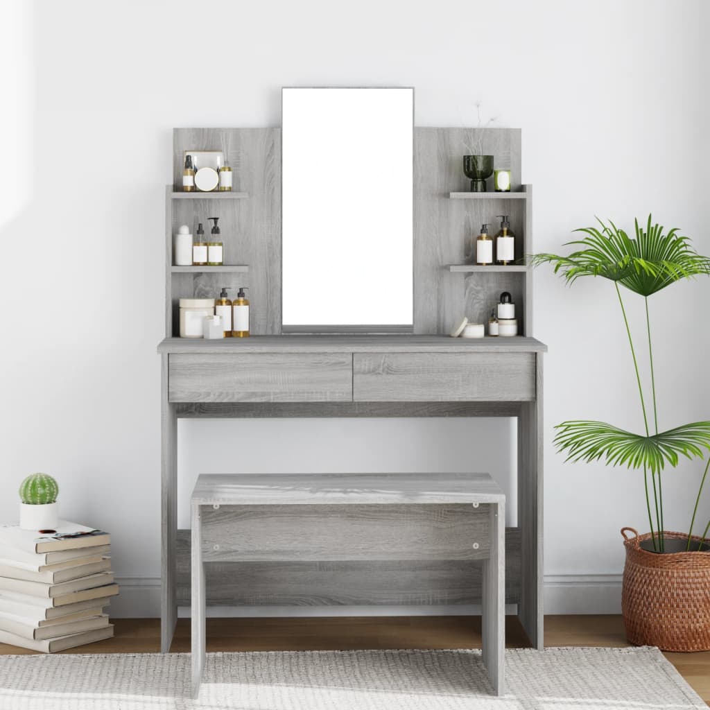 vidaXL Kaptafel met spiegel 96x40x142 cm wit