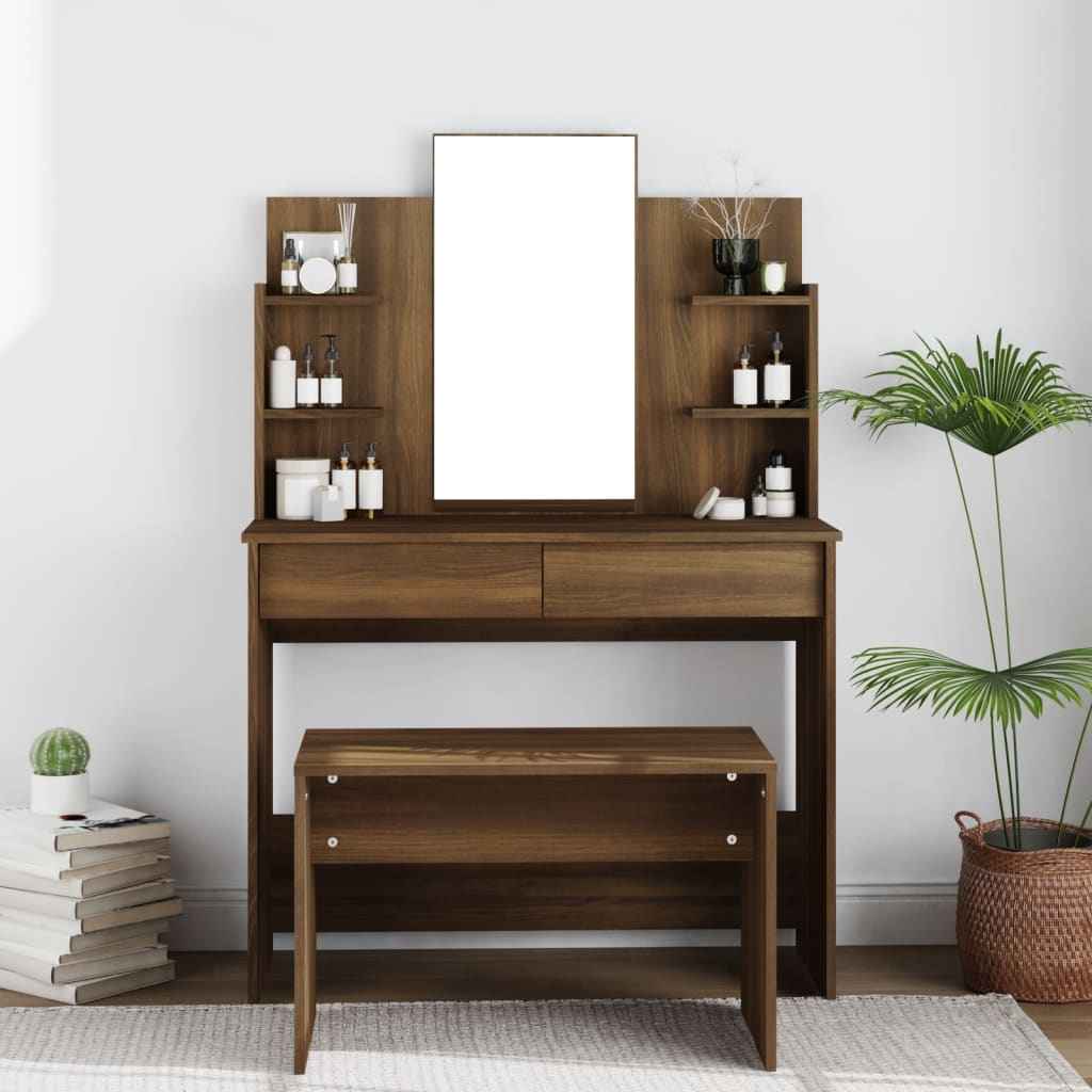vidaXL Kaptafel met spiegel 96x40x142 cm wit