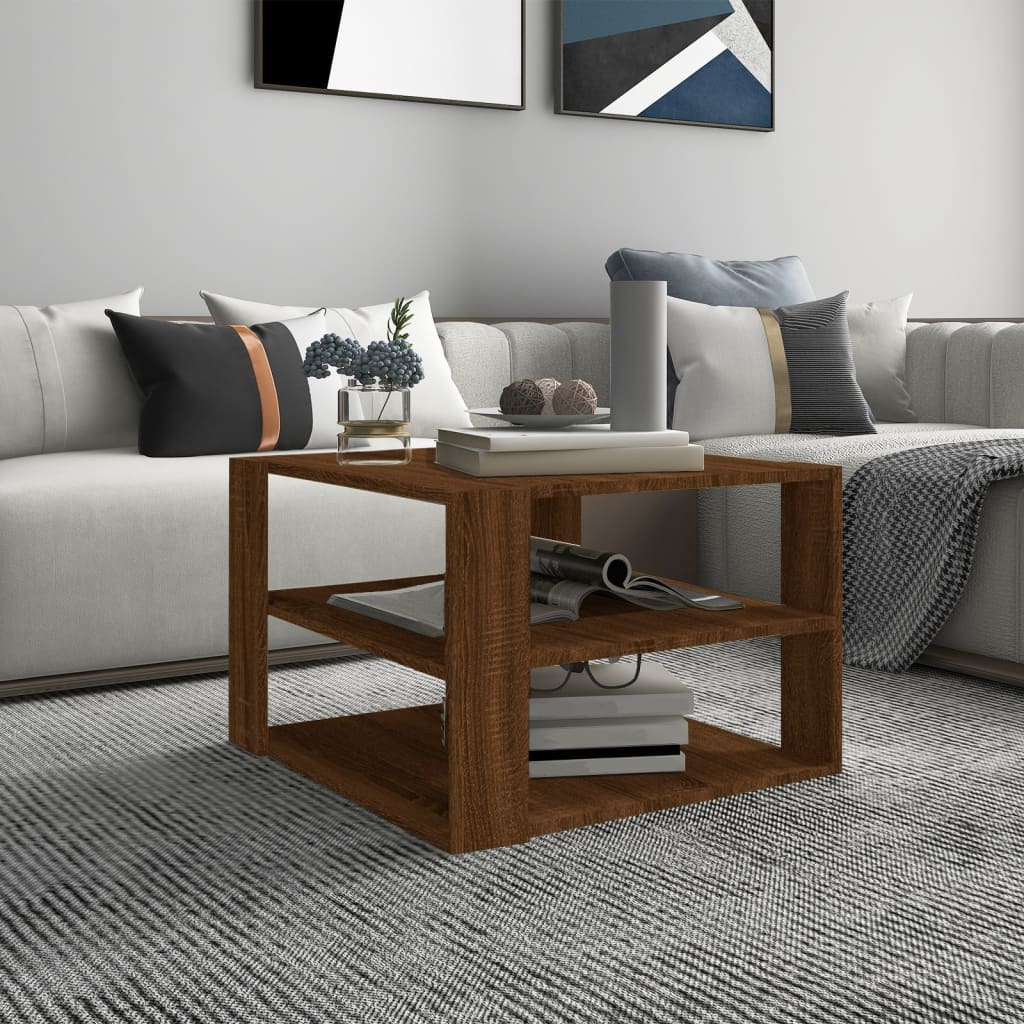 vidaXL Salontafel 60x60x40 cm bewerkt hout zwart