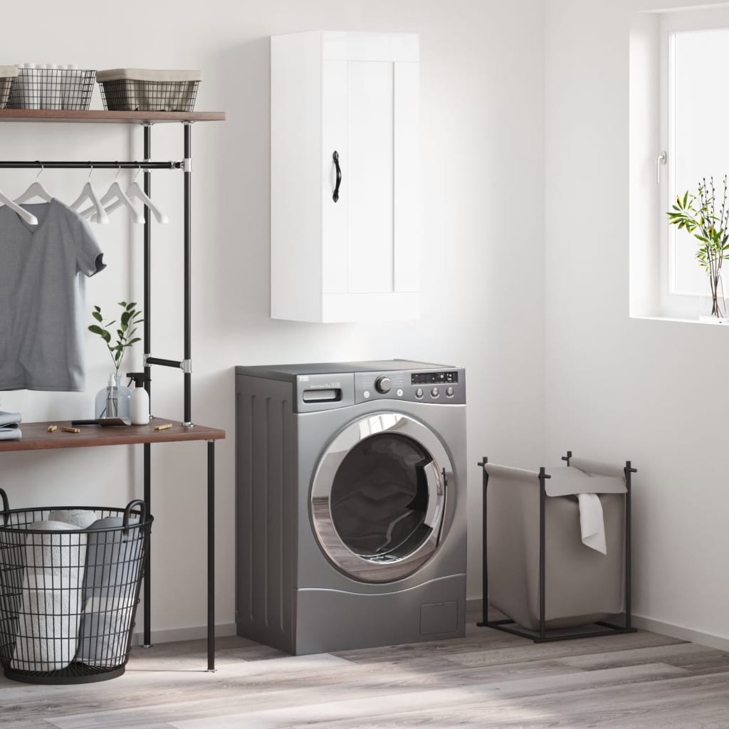 vidaXL Wandkast 34,5x34x90 cm bewerkt hout gerookt eikenkleurig - Aashly