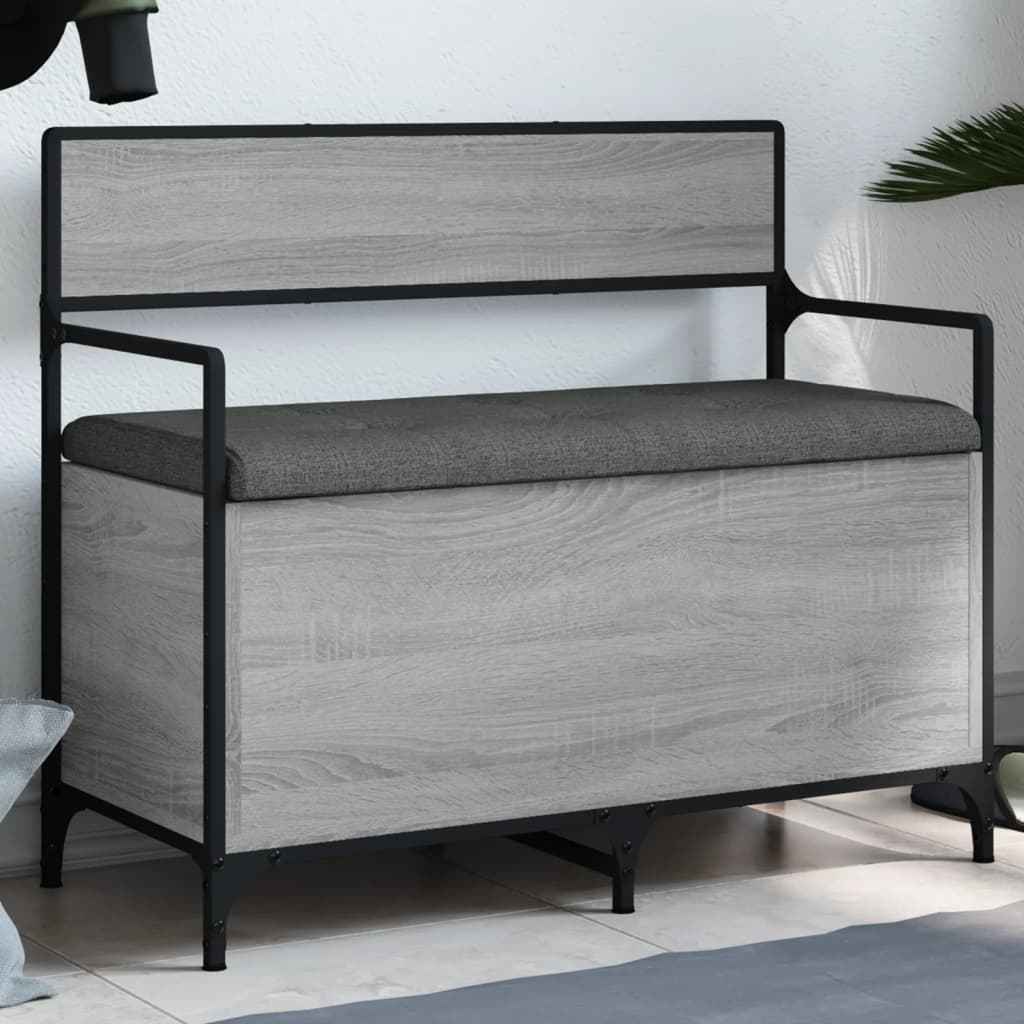 vidaXL Opbergbankje 85,5x42x73,5 cm bewerkt hout zwart