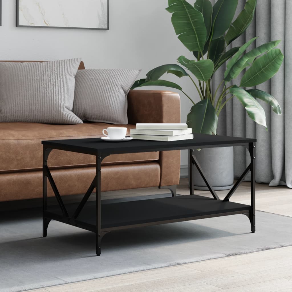 vidaXL Salontafel 90x50x45 cm bewerkt hout zwart