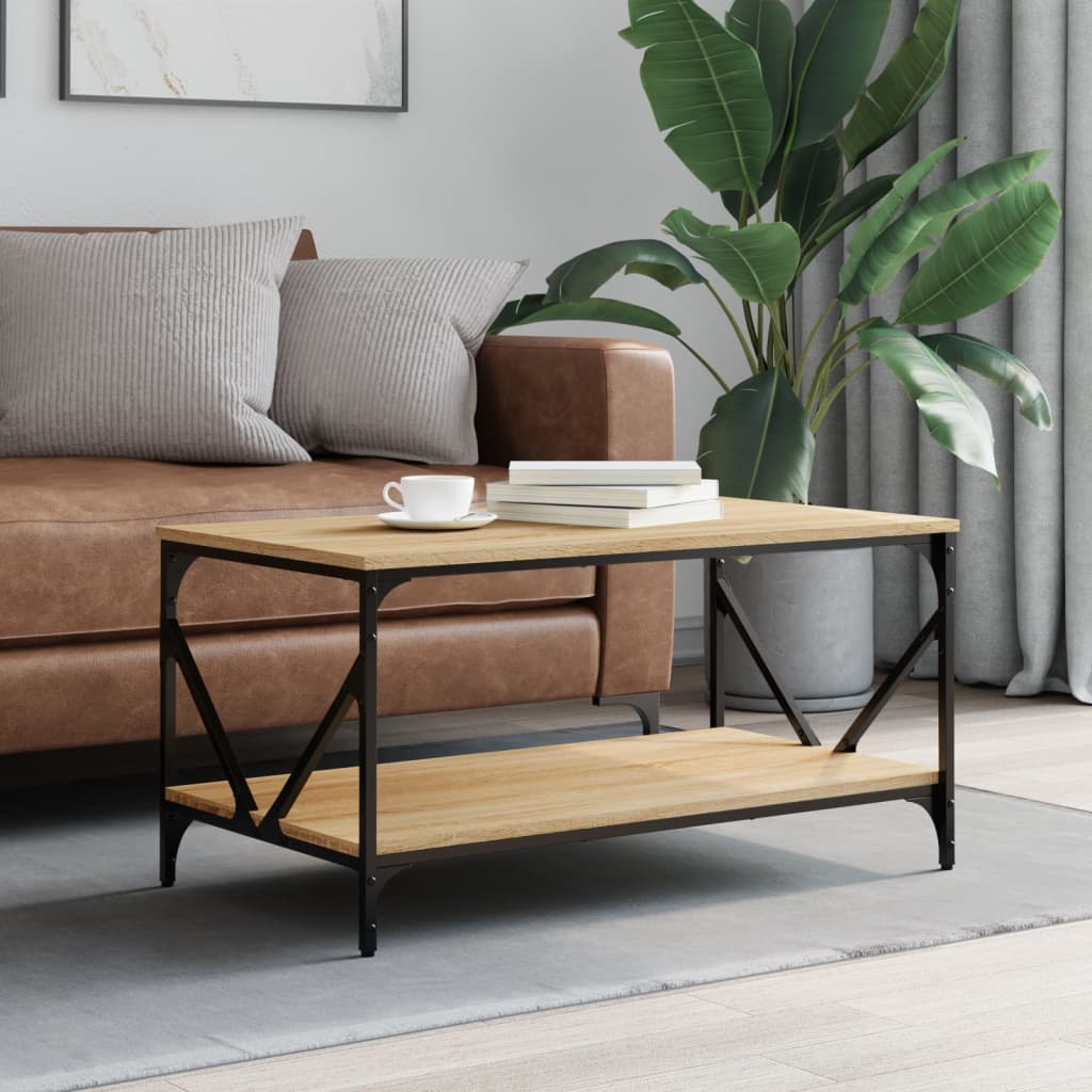 vidaXL Salontafel 90x50x45 cm bewerkt hout zwart