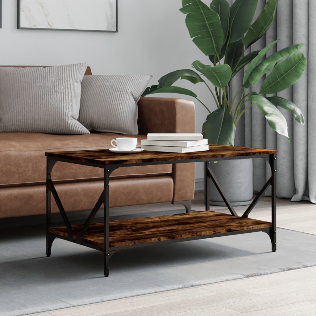 vidaXL Salontafel 90x50x45 cm bewerkt hout zwart