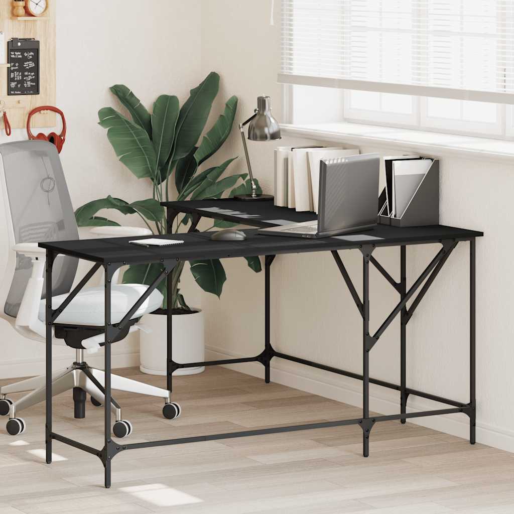 vidaXL Bureau 149x149x75 cm bewerkt hout gerookt eikenkleurig