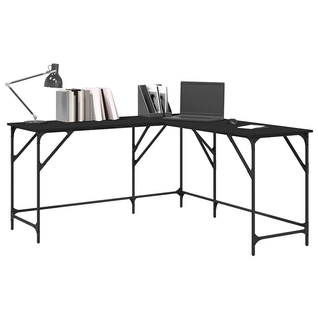 vidaXL Bureau 149x149x75 cm bewerkt hout gerookt eikenkleurig