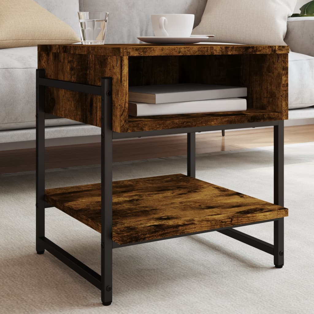 vidaXL Salontafel 40x40x45 cm bewerkt hout bruin eikenkleur