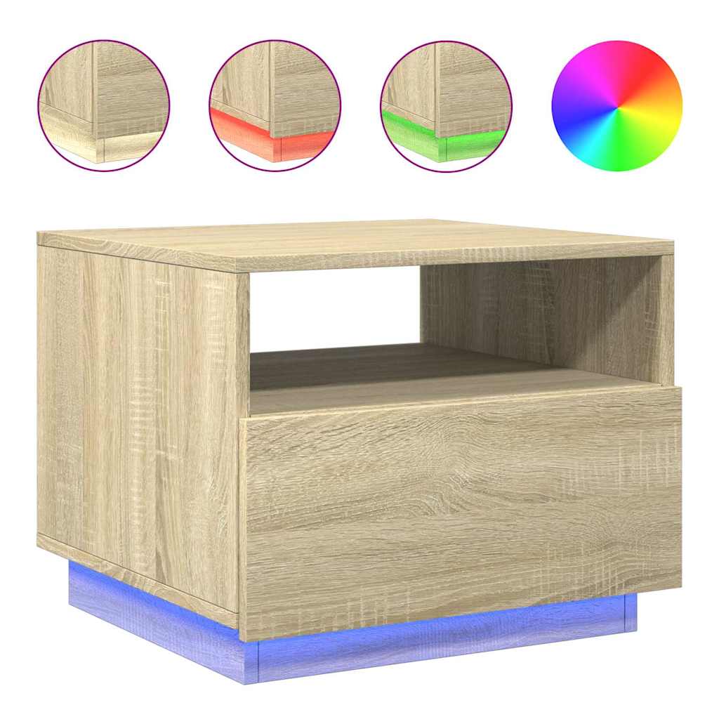 vidaXL Salontafel met LED-verlichting 50x49x40 cm zwart