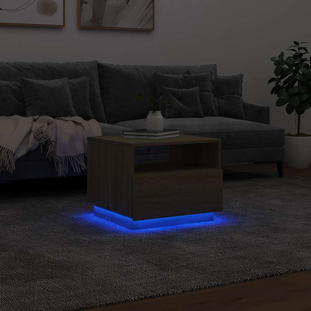 vidaXL Salontafel met LED-verlichting 50x49x40 cm zwart