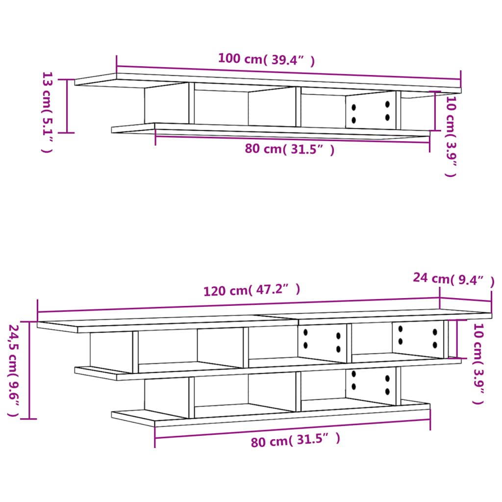 vidaXL Tv-wandmeubelset bewerkt hout wit