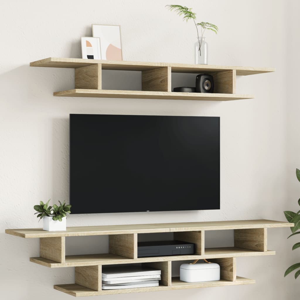 vidaXL Tv-wandmeubelset bewerkt hout wit