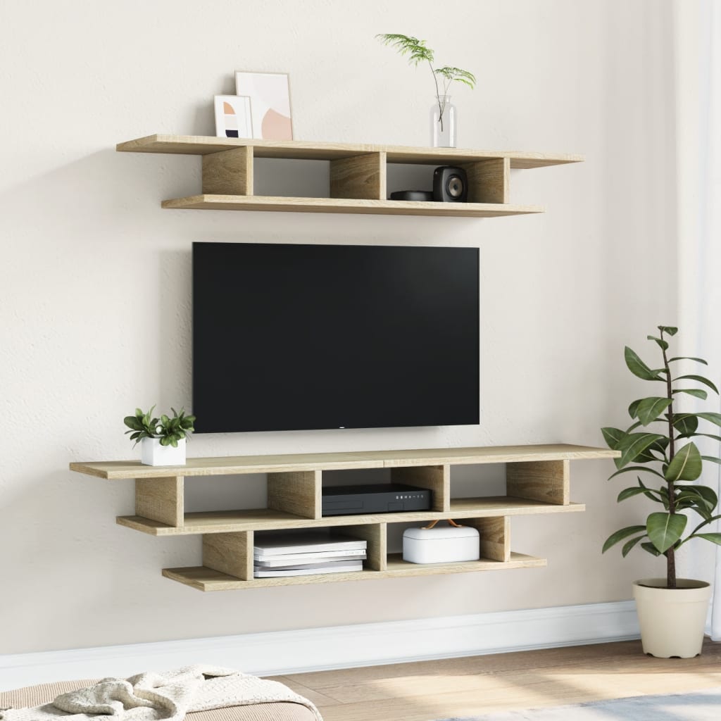 vidaXL Tv-wandmeubelset bewerkt hout wit