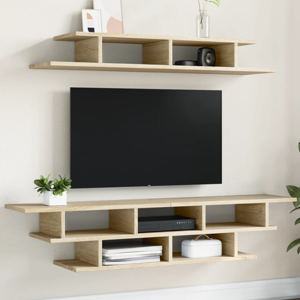 vidaXL Tv-wandmeubelset bewerkt hout wit