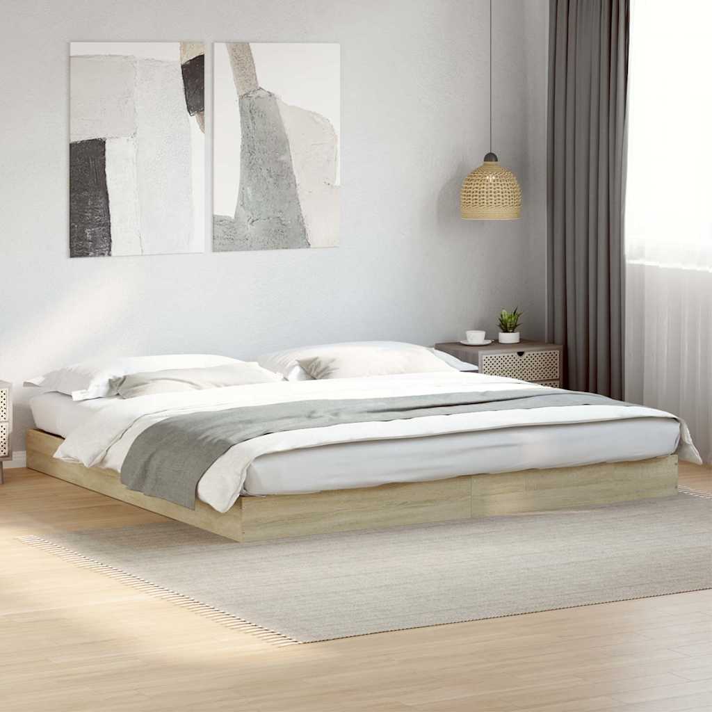 vidaXL Bedframe bewerkt hout grijs sonoma eikenkleurig 160x200 cm