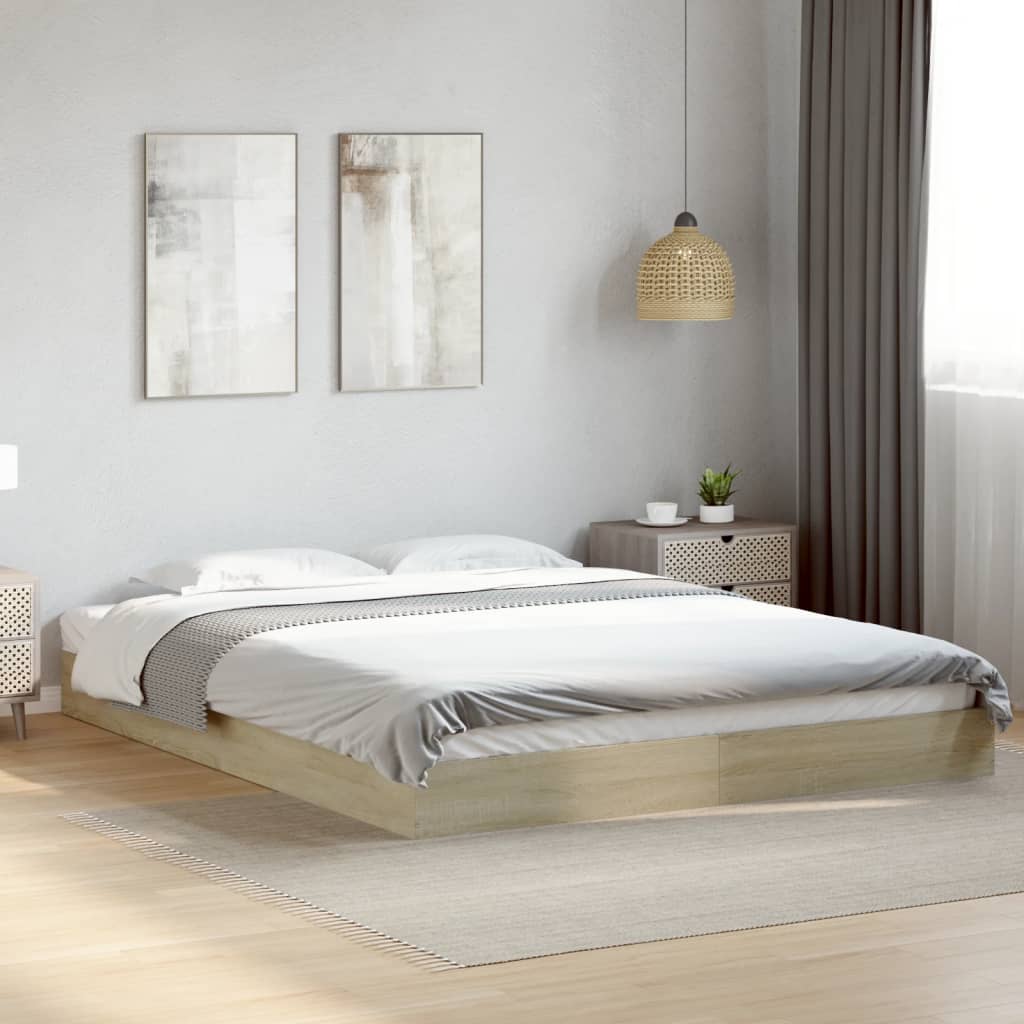vidaXL Bedframe bewerkt hout grijs sonoma eikenkleurig 160x200 cm