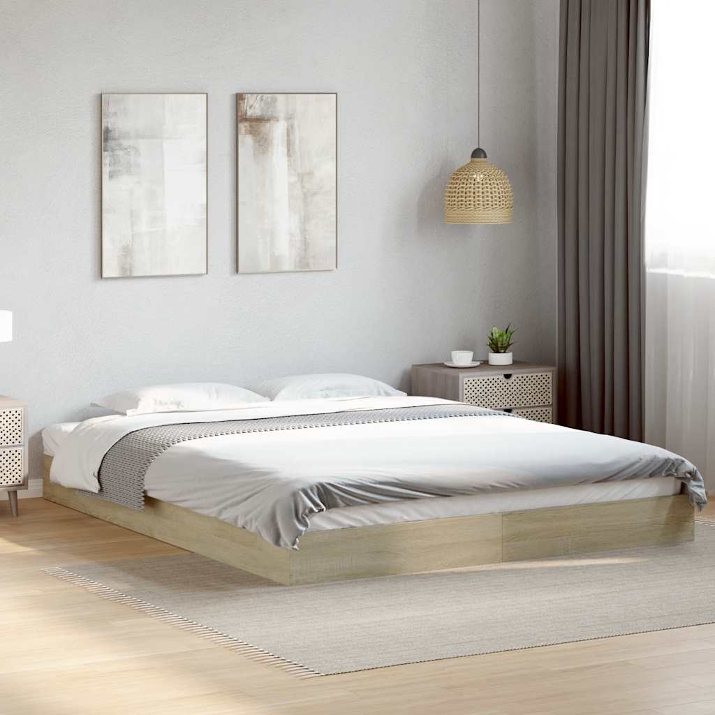 vidaXL Bedframe bewerkt hout grijs sonoma eikenkleurig 160x200 cm