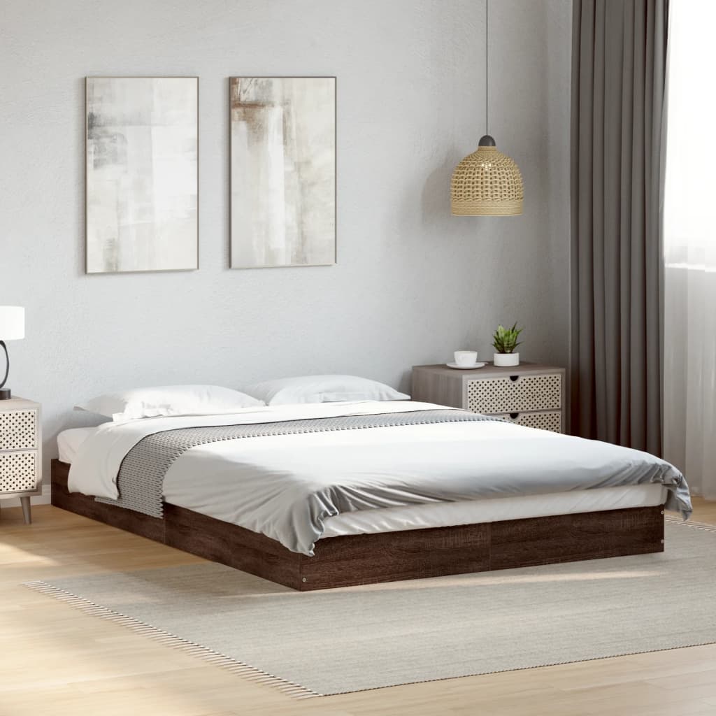 vidaXL Bedframe bewerkt hout grijs sonoma eikenkleurig 160x200 cm