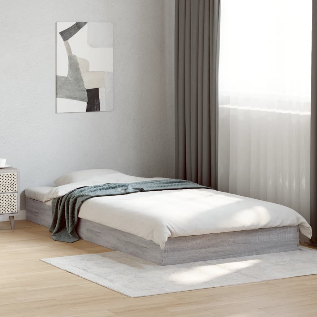 vidaXL Bedframe bewerkt hout grijs sonoma eikenkleurig 160x200 cm