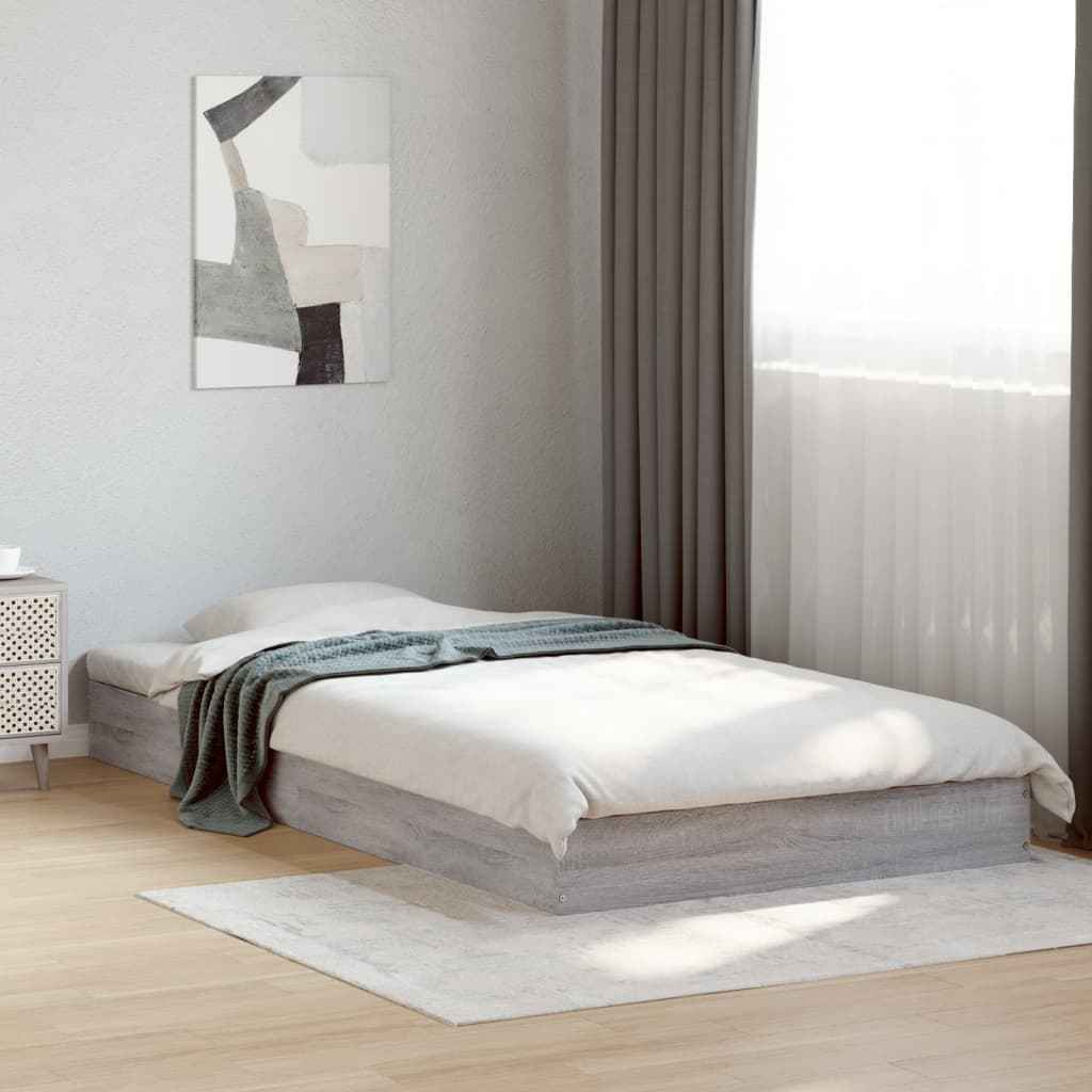 vidaXL Bedframe bewerkt hout grijs sonoma eikenkleurig 160x200 cm