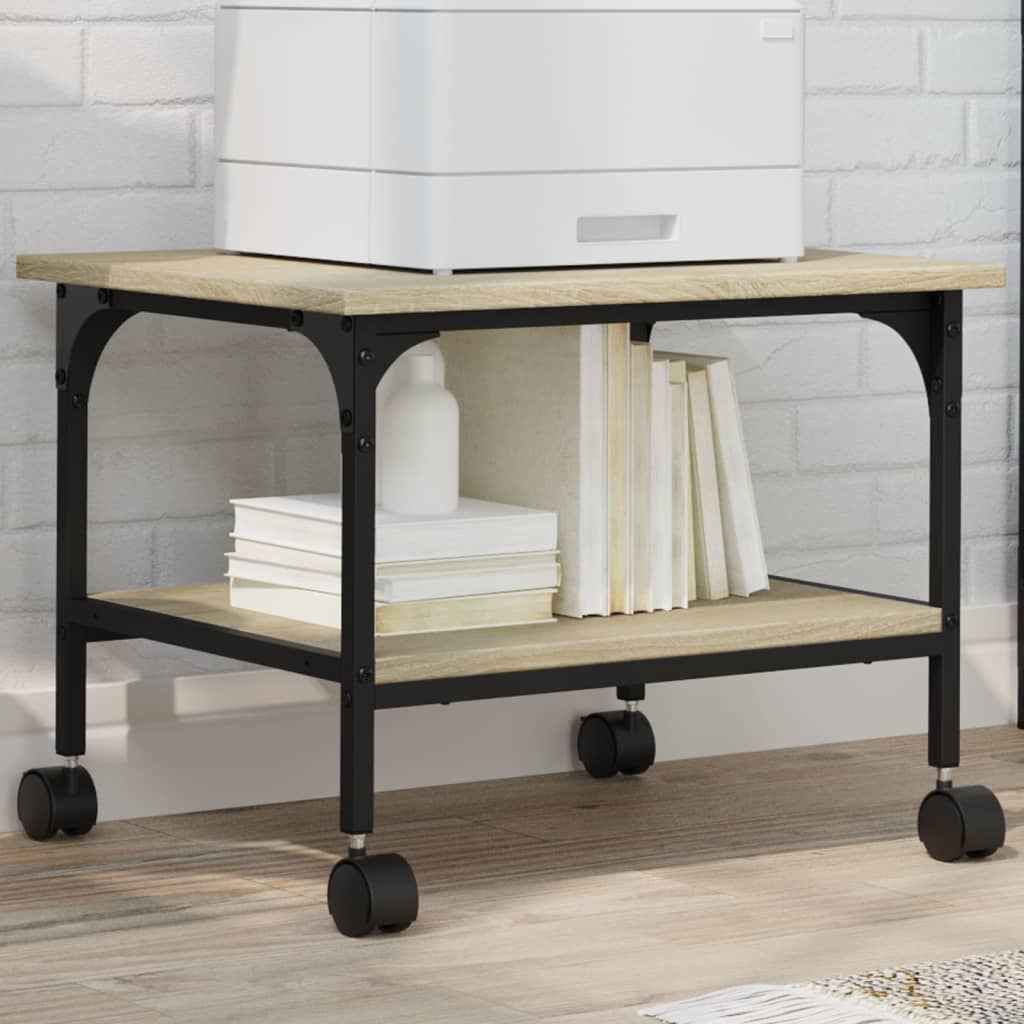 vidaXL Printerkastje 2-laags 50x40x38 cm bewerkt hout gerookt eiken