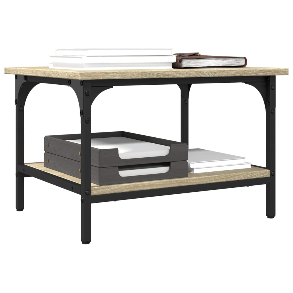vidaXL Printerkastje 2-laags 50x40x38 cm bewerkt hout gerookt eiken