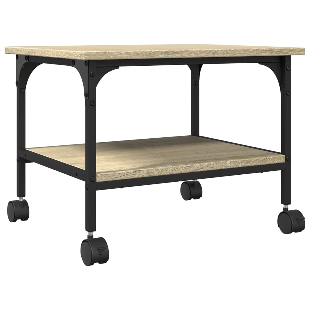 vidaXL Printerkastje 2-laags 50x40x38 cm bewerkt hout gerookt eiken