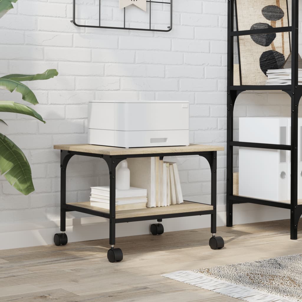 vidaXL Printerkastje 2-laags 50x40x38 cm bewerkt hout gerookt eiken