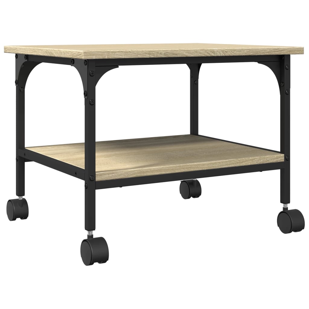 vidaXL Printerkastje 2-laags 50x40x38 cm bewerkt hout gerookt eiken