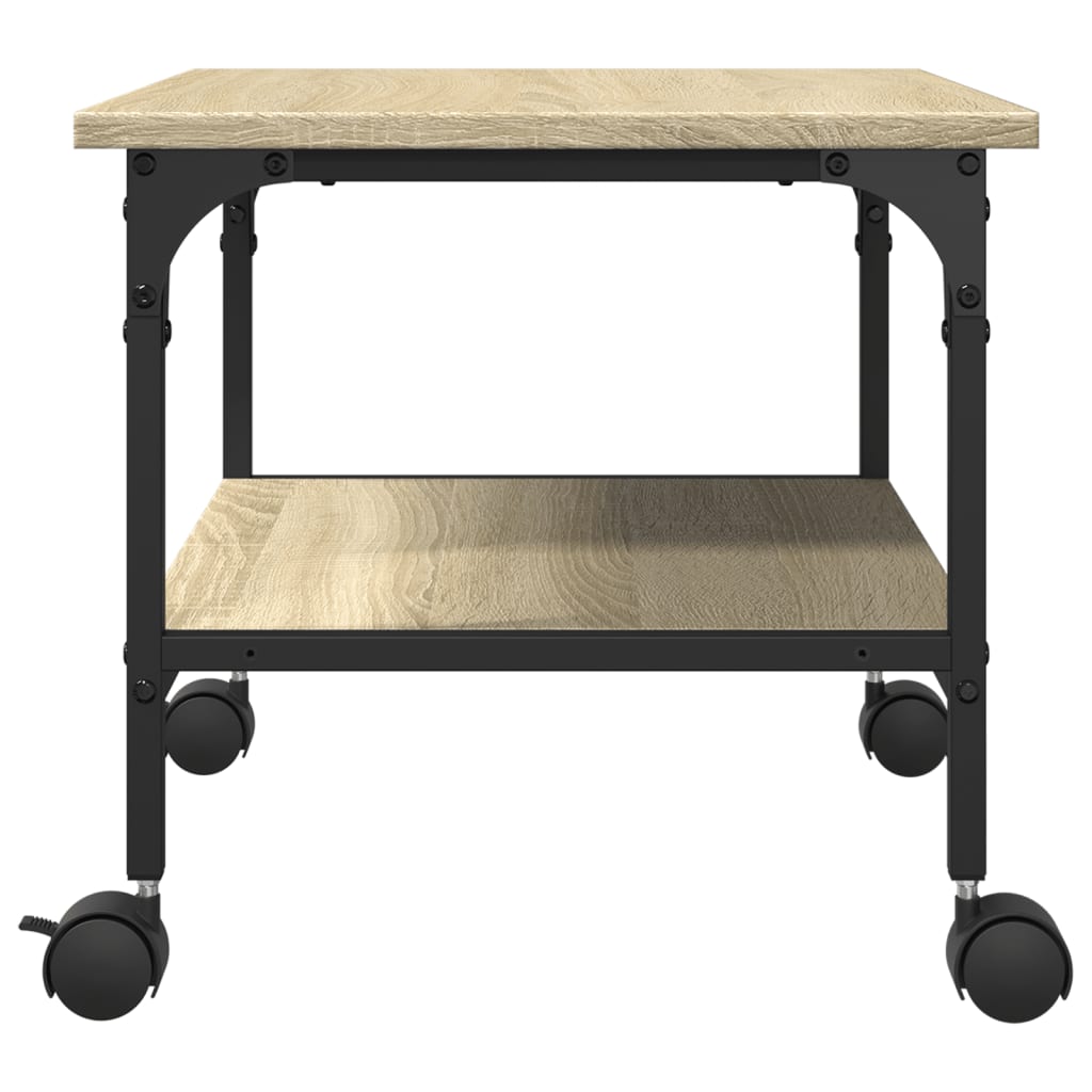vidaXL Printerkastje 2-laags 50x40x38 cm bewerkt hout gerookt eiken
