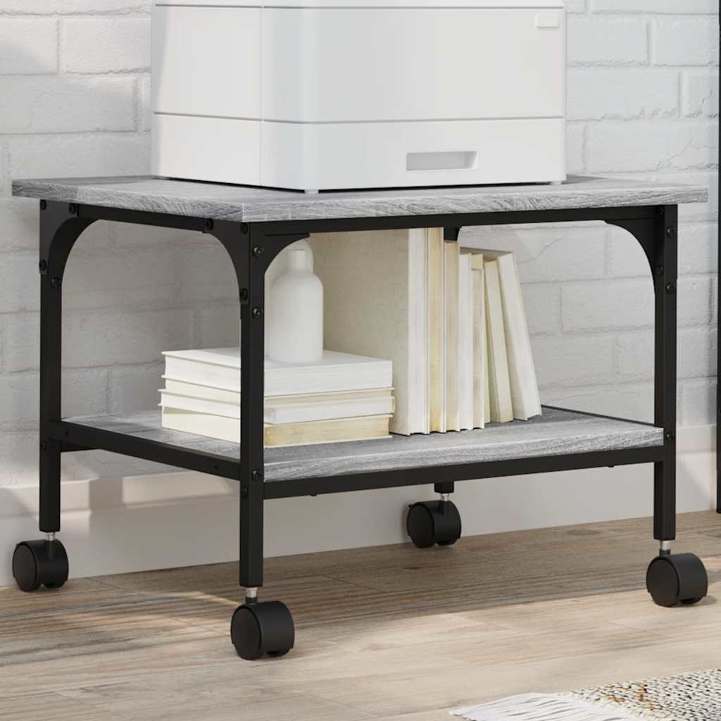 vidaXL Printerkastje 2-laags 50x40x38 cm bewerkt hout gerookt eiken