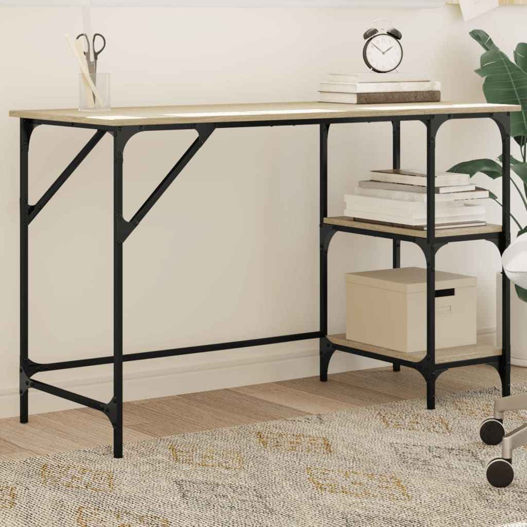 vidaXL Bureau 120x50x75 cm metaal en bewerkt hout sonoma eikenkleurig