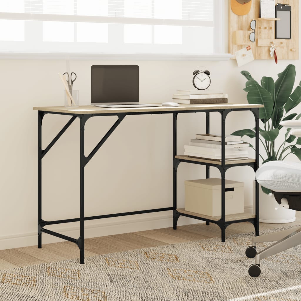 vidaXL Bureau 120x50x75 cm metaal en bewerkt hout sonoma eikenkleurig