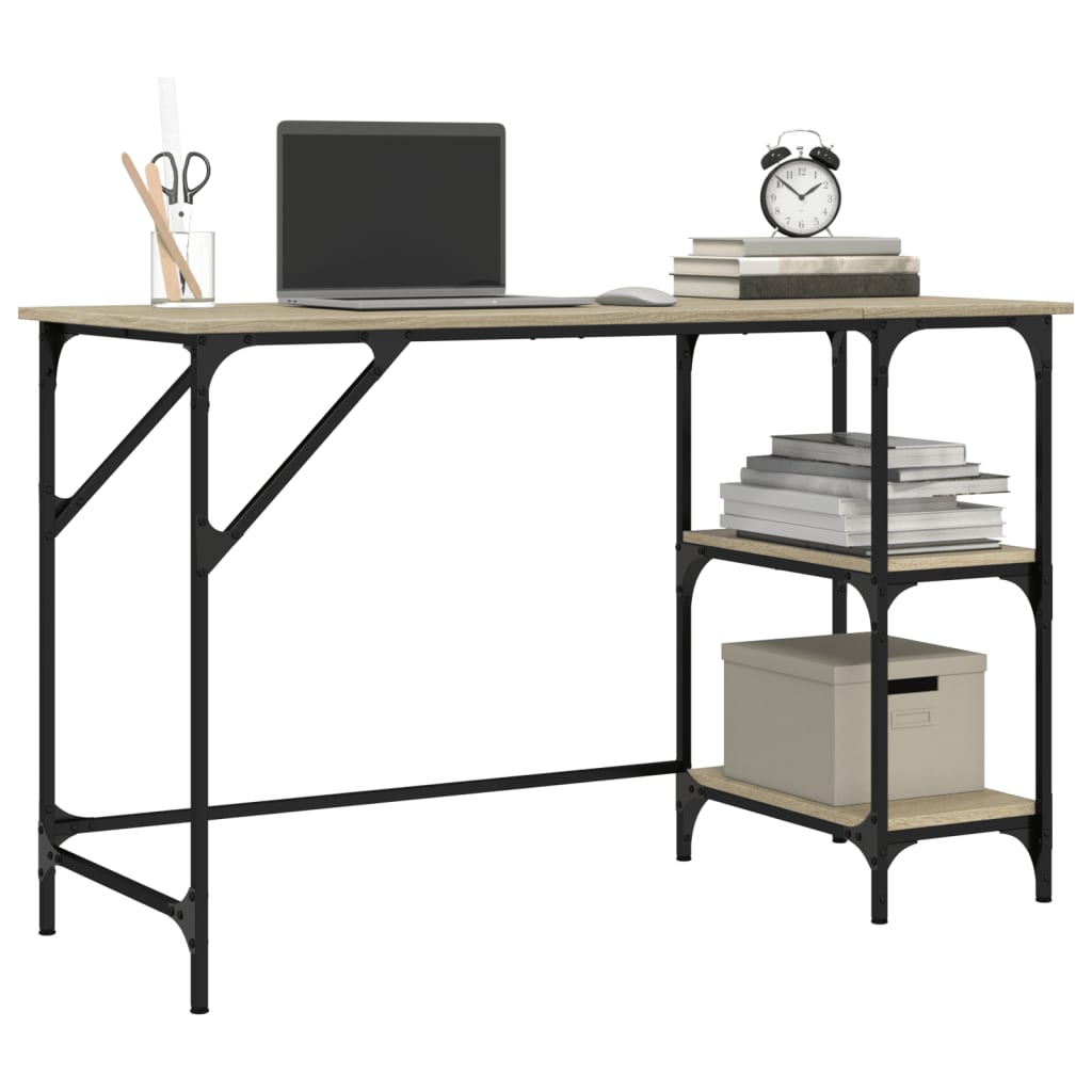 vidaXL Bureau 120x50x75 cm metaal en bewerkt hout sonoma eikenkleurig