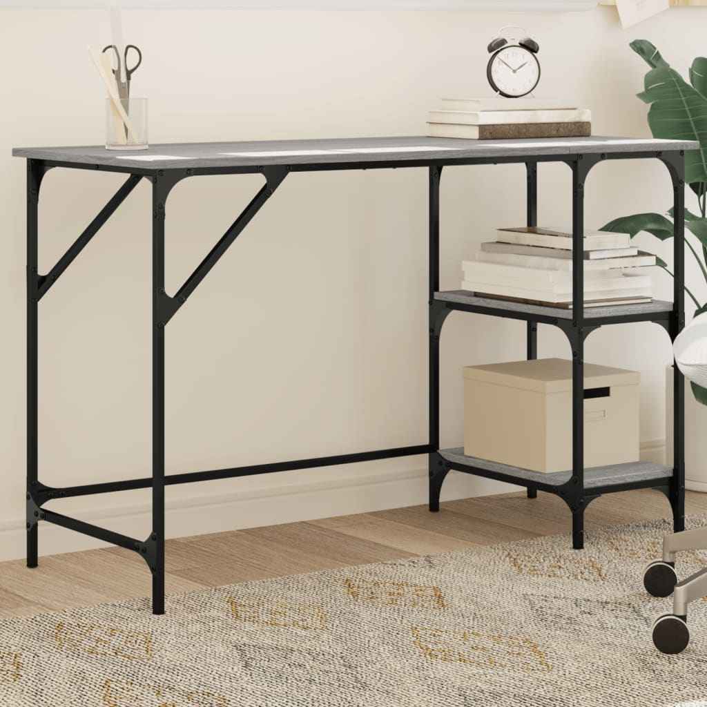 vidaXL Bureau 120x50x75 cm metaal en bewerkt hout sonoma eikenkleurig