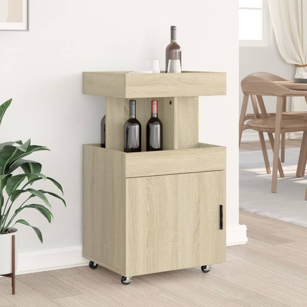 vidaXL Drankkar 50x41x89 cm bewerkt hout grijs sonoma eikenkleurig