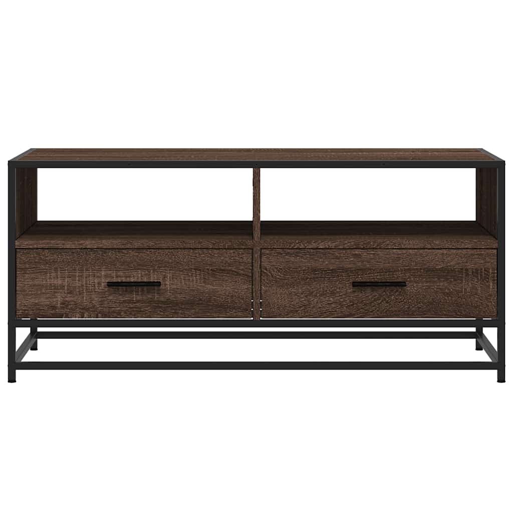 vidaXL Salontafel 100x50x45 cm bewerkt hout en metaal gerookt eiken - Aashly