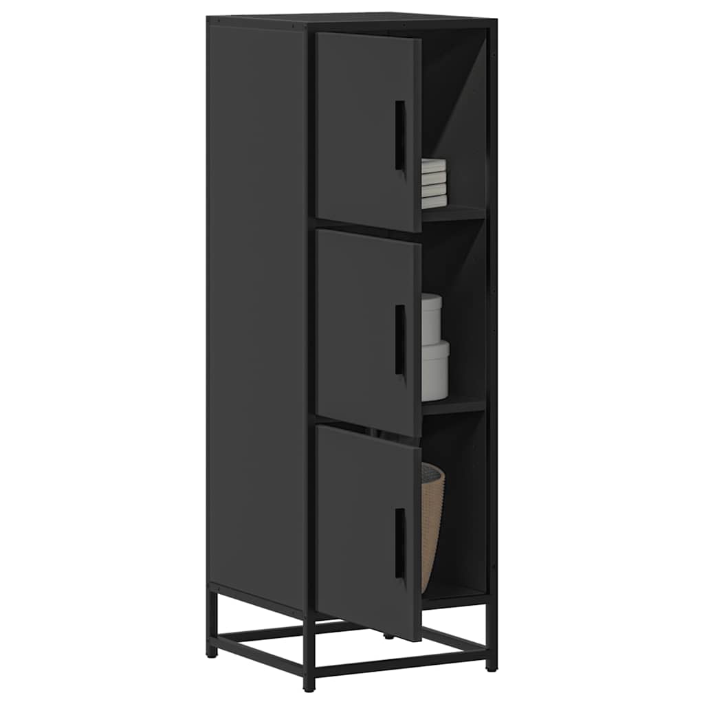 vidaXL Hoge kast 35,5x35x106,5 cm bewerkt hout en metaal zwart