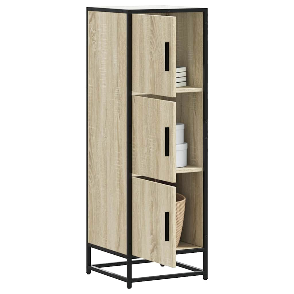 vidaXL Hoge kast 35,5x35x106,5 cm bewerkt hout en metaal zwart
