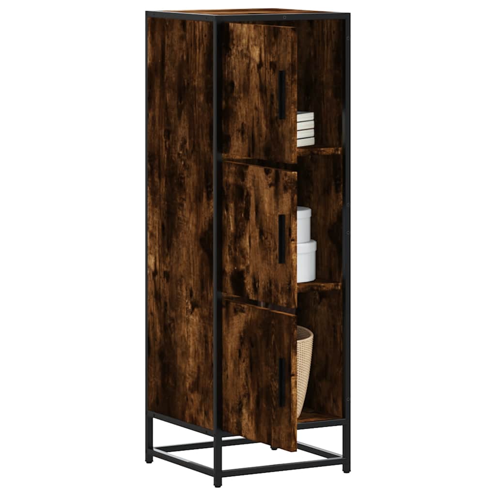 vidaXL Hoge kast 35,5x35x106,5 cm bewerkt hout en metaal zwart