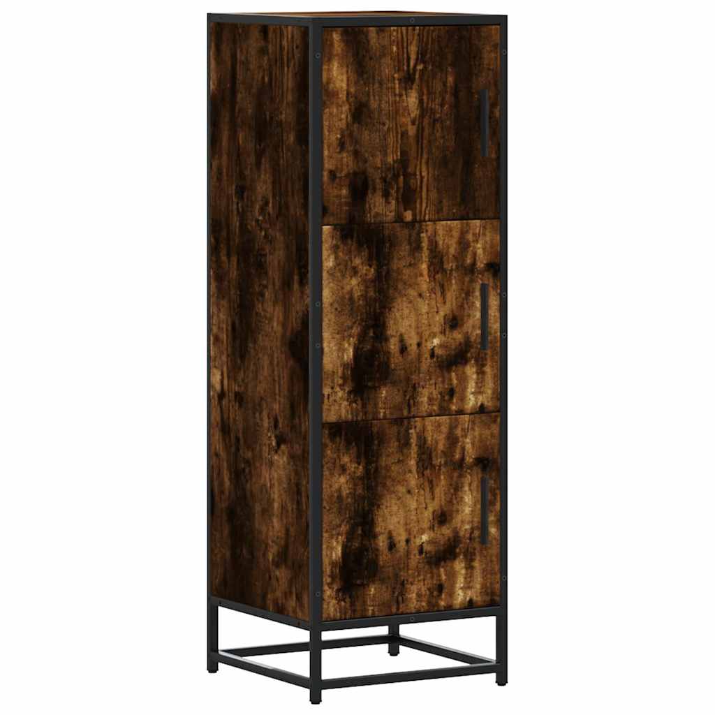 vidaXL Hoge kast 35,5x35x106,5 cm bewerkt hout en metaal zwart