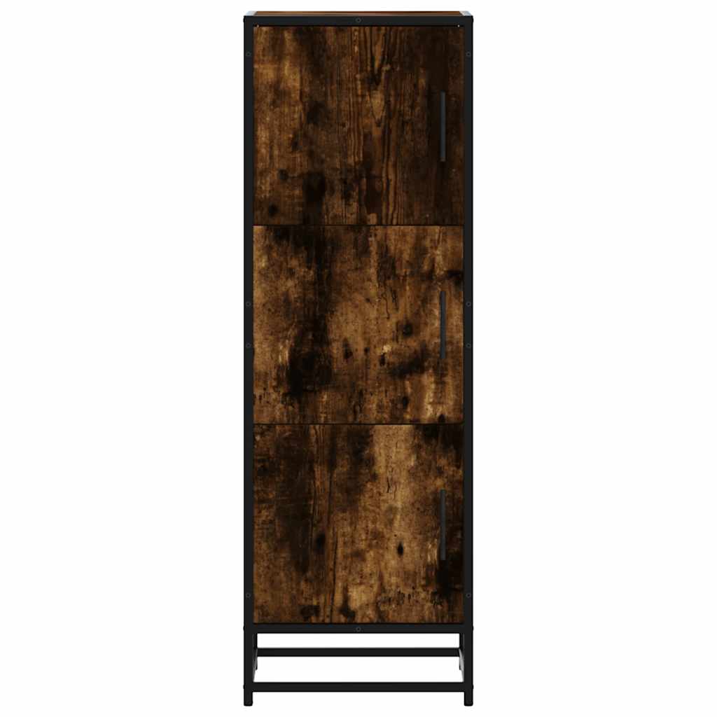 vidaXL Hoge kast 35,5x35x106,5 cm bewerkt hout en metaal zwart