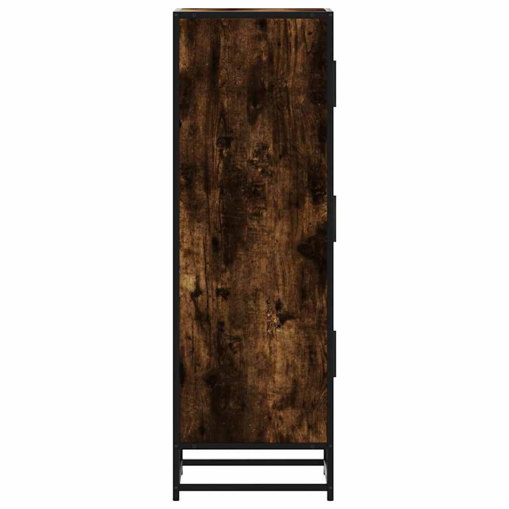 vidaXL Hoge kast 35,5x35x106,5 cm bewerkt hout en metaal zwart