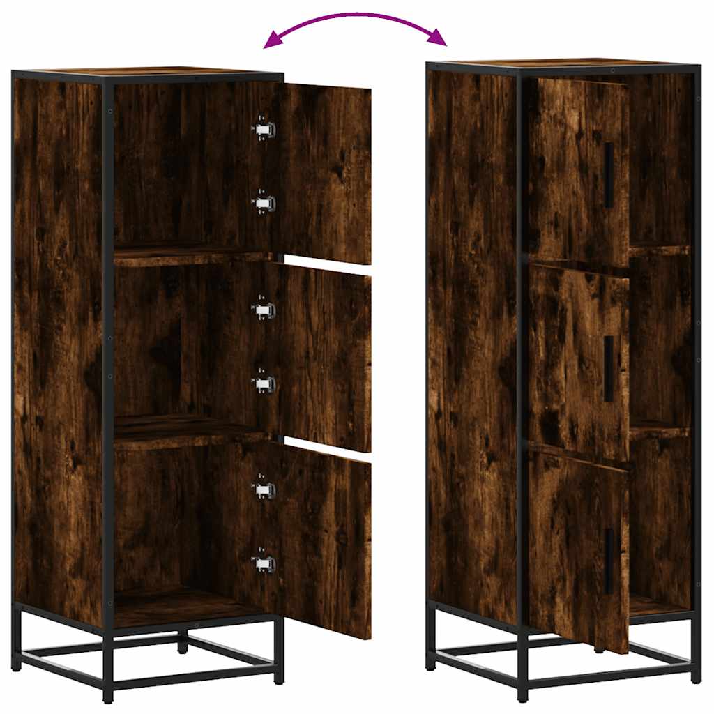 vidaXL Hoge kast 35,5x35x106,5 cm bewerkt hout en metaal zwart