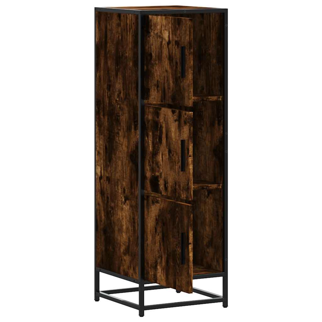 vidaXL Hoge kast 35,5x35x106,5 cm bewerkt hout en metaal zwart