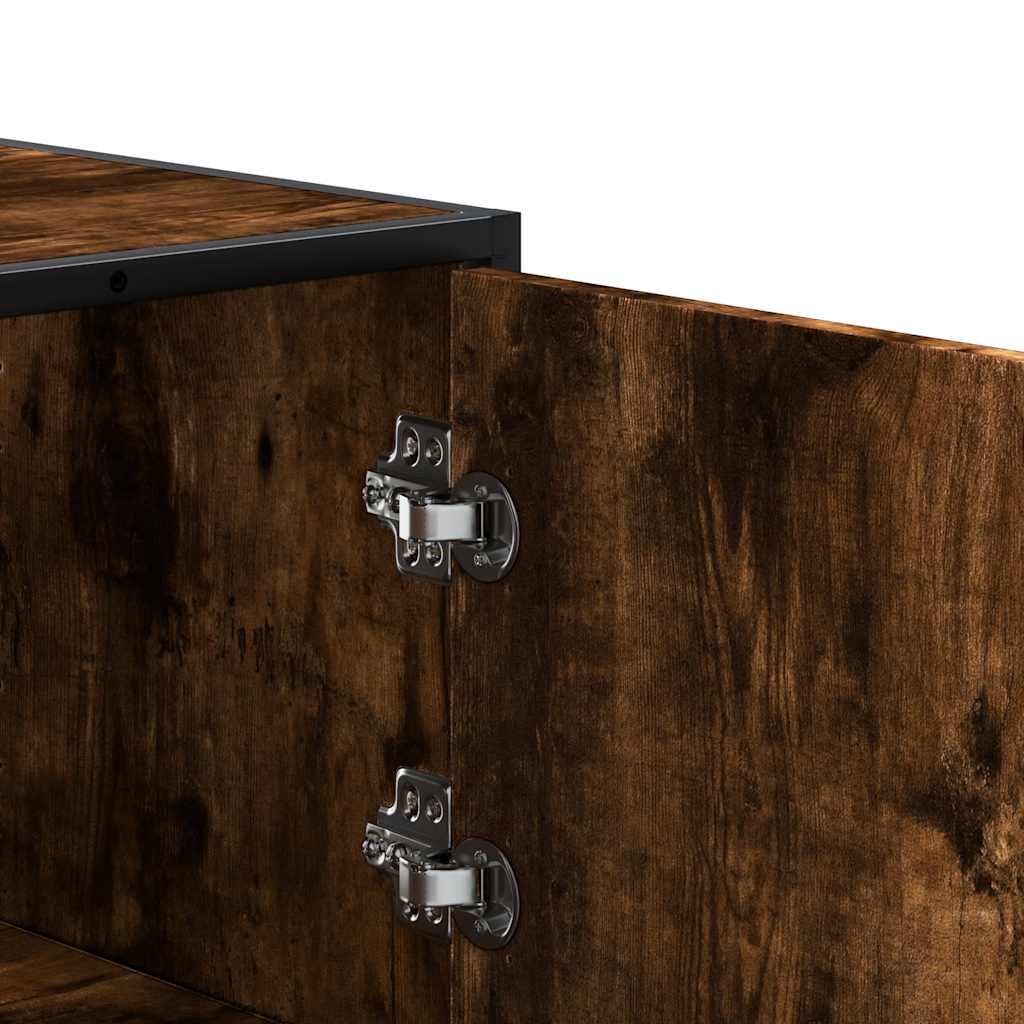 vidaXL Hoge kast 35,5x35x106,5 cm bewerkt hout en metaal zwart