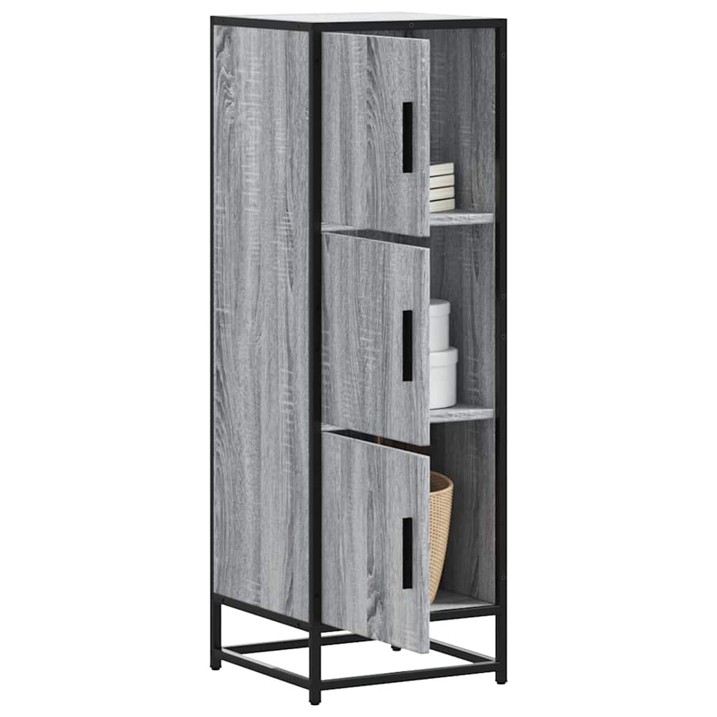 vidaXL Hoge kast 35,5x35x106,5 cm bewerkt hout en metaal zwart