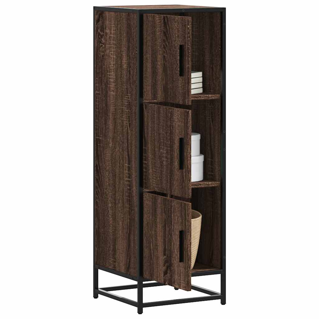 vidaXL Hoge kast 35,5x35x106,5 cm bewerkt hout en metaal zwart